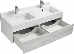 Акватон Мебель для ванной Сакура 120 с двумя чашами ольха наварра/белая – фотография-3